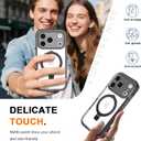 for iPhone 17 Pro Case with Magnetic Invisible Stand [Compatible with MagSafe] Military Drop Protection Shockproof Slim Translucent Skin-Touch Case Cover Black