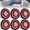 6Pcs 4" Inch Round LED Trailer Tail Lights With Backup Reverse Lights Integrated 16 LED Brake Stop Running Turn Reverse Signal Lights Grommet Mounting For Trucks Trailer RV IP67 Waterproof
