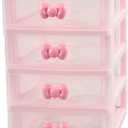 Lovely Pink Mini Receiving Storage Box With Multi-layers And Pink Bowknot Handle Gift for Mothers, Girls, Small Items Keeping Box (Four layers (7.06 x 5.22 x 8.05 inches))