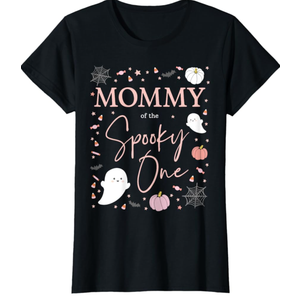 Mommy of the Spooky One Girl First Birthday Pink Halloween T-Shirt, L