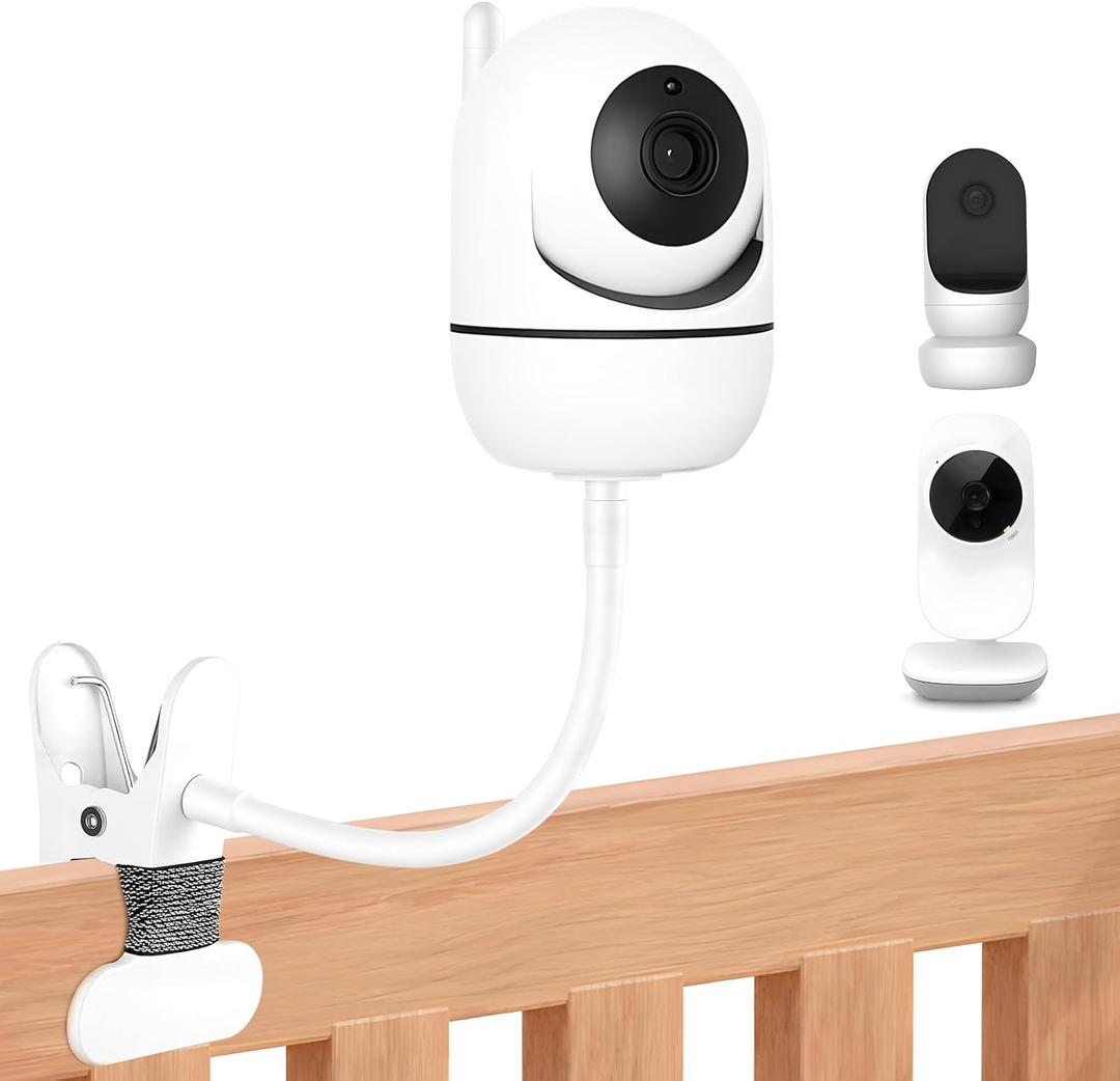 Flexible Baby Monitor Clip Mount: Compatible with HelloBaby/VTech/Owlet Baby Monitor, Baby Camera Holder Without Tool-Free Installation or Wall Damage