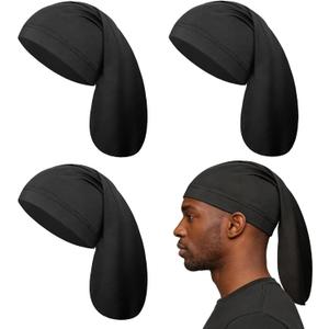4pcs Black Dreadlock Cap Unisex Large Satin-Like Bonnet for Long Dreads Head Wrap Locs Caps Dreadlocks Hair Sleeve Sleep Cap for Long Curly Hair Accessories Men Women