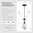 Raindrop Pendant Light, Black Glass Pendant Lighting, Hand Blown Teardrops Modern Hanging Light for Entryway Foyer Stairway Kitchen Island Bedroom Dining Living Room Hallway