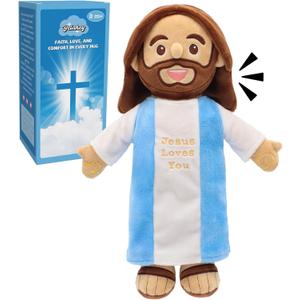 Yelakey Talking Jesus Plush - Speaks 36 Bible Verses & 10 Songs, 13 Speaking Dolls with Music & Sound, Stuffed Jesus Loves You Baptisms Christmas Easter Gifts for Kids Church Sunday School
