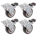 2 Inch Plate Swivel Caster Wheels Set of 4, No Noise Rubber Wheels with Locking Brakes, Small Casters Load Capacity 208LBS,Ball Bearing Plate Swivel Castors for Small Furniture, Worktables