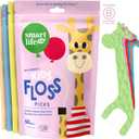 SmartLifeco Biodegradable* Kids Flossers - Unflavored Dental Floss Picks for Children, Fluoride & PFA Free, Straw Wheat Fun Animal Flossing Sticks for Toddlers Teeth, Eco Friendly Compostable*, 200x (12.5 Foot (Pack of 4))