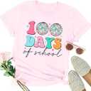 100 Days of School Shirt 100th Day of School T-Shirt Teacher Life Tees School Celebration Gift Tops, XL