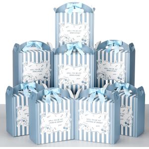Fullhawl Bridesmaid Proposal Boxes Set of 8 with Bow - 8 x 8 x 4 Inch Will You Be My Bridesmaid Gift Box, Maid of Honor Box for Wedding Bridal Shower Party Favors(Blue)