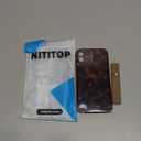 NITITOP Compatible with iPhone 11 Case with Wrist Strap Cute Stylish Leopard Aesthetic Tortoise Amber Design for Women Girls Men Soft TPU Shockproof Protective Cover - Brown