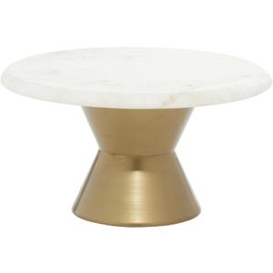 Deco 79 Marble Cake Stand with Gold Base, 12" x 12" x 7", Gold