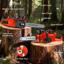 Battery Powered Chainsaw,12" & 16" Dual Guide Plate.21V Electric Cordless Chainsaw with 2 Batteries and Charger.Brushless Chain Saw Kit with Safety Goggles and Gloves for Tree Pruning and Wood Cutting