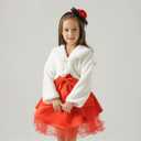 Flower Girl Dress Coat,Girl Cozy Faux Fur Bolero Shrug Accessories Princess Cape (White)
