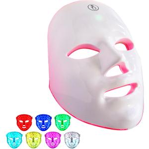 LED Face Mask Light Therapy, 7+1 Modes Portable Red Light Therapy for Face, Rechargeable, Blue & Red Light Mask, LED Facial Skin Care Mask At Home & Travel