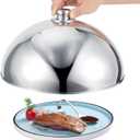 Stainless Steel Food Dome Cover, 12.5 inch Cloche Serving Dish Food Cover Round Basting Cover Cheese Melting Lid, Dessert Dish Dome for Hotel Restaurant Buffet Party Kitchen Barbecue (12.5 inch)