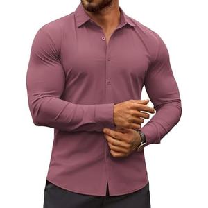COOFANDY Men's Muscle Fit Dress Shirts Wrinkle-Free Long Sleeve Casual Button Down Shirts M