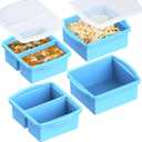 Silicone Freezer Trays With Lids, Set Of 4 - With 1cup And 2 Cup Silicone Freezer Molds For Freezing Soups, Sauces And Individual Microwave Safe (4 Pack Blue)