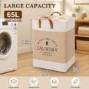 Foldable Storage Bags - Heavy-Duty Fabric Dirty Clothes Organizer, Large Capacity Space-Saving Storage for Clothes, Toys, Blankets, Sports Equipment, Living Room, Bedroom, etc. (Khaki, 65L)
