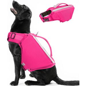 Kuoser Dog Life Jacket, High Flotation Dog Life Vest for Swimming Boating, Adjustable Small Medium Large Dog Swim Vest with Rescue Handle, Reflective Safety Pet Life Preserver Floats for Pool (X-Large (Chest Girth:25.98-33.46''))