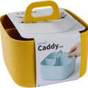 BLUE GINKGO Small Stackable Organizer Caddy  Korean-Made Portable Tote for Bathroom, Office, Crafts, or School Supplies (Square, Yellow)