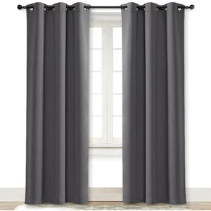 NICETOWN Gray Curtain Blackout Drape Panel 3 Pass Microfiber Noise Reducing Thermal Insulated Window Drapery with Grommet (Single Panel, 42 x 84 inch, Grey)