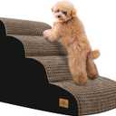 Dog Srairs for Small Dogs, 4-Step Dog Ramp for High Beds and Couch, Foam Dog Stairs with Durable Non-Slip Waterproof Fabric Cover, Brown Pet Stairs for Pets Joint (28.6 X 15.7 X 20.5)