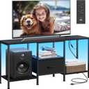 SONGMICS BELLAH Collection - TV Stand for TVs Up to 55 Inches, Media Console Table and Entertainment Center Unit for Living Room, with Shelves and Drawer, Steel, Modern, Ink Black ULGS031B101S