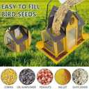 Solar Bird Feeders House for Outside Hanging, Metal Wild Bird Feeder for Outdoors Large Capacity Cardinal Birdfeeder Birdhouses Metal Bird Feeding Station Yellow