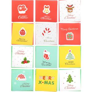 24 Pack Mini Christmas Greeting Cards & Envelopes, Cute Stweety Small Size 3.3"x 3.3" Merry Christmas Greeting Cards Festival Color Pattren 4 [Red/Yellow/White] (Pack of 24)