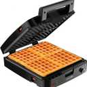 KRUPS 4-Slice Belgian Waffle Maker: Stainless Steel, 5 Browning Levels, Audible Ready Beep, Removable Plates, 1200W, Silver/Black - Perfect for Family Breakfasts