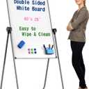 Double Sided White Board with Stand - 40x28 Portable Whiteboard Easel with Height Adjustable & 360 Rotation for Home Office Classroom, Standing Dry Erase Board for Presentation