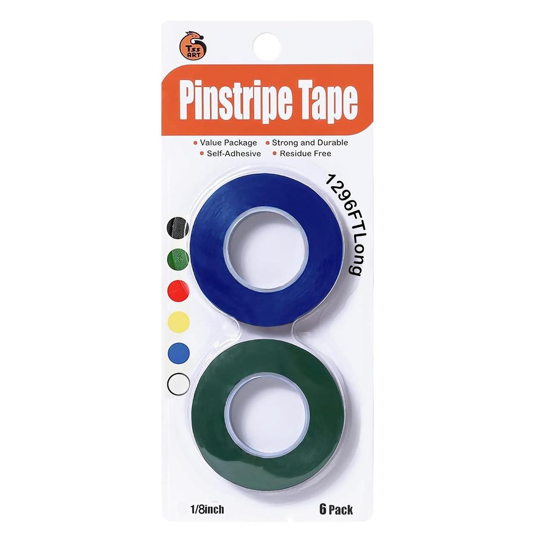 2 x 6 Pack 1/8 inch Pinstripe Tape - Whiteboard Tape Dry Erase Board Line Graphic Chart Adhesive Art Tape - Colored 1296FT Long Total