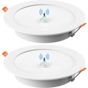 Motion Sensor Light Bulb, 5 in. & 6 in. LED Can Lights Retrofit Motion Sensor Recessed Light, 1200 Lumens 15W 6000K Daylight Downlight, Motion Activated Security Ceiling Lighting Fixture (2 Pack)