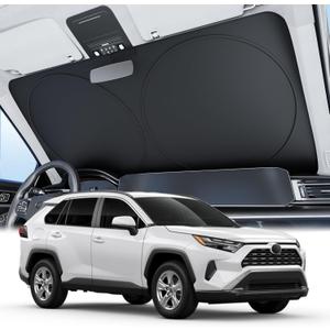 Wigoo 2025 Upgrade Car Windshield Sun Shade [100% Light Block, 4th-Gen Cooling Tech] Foldable Heat Insulation Interior Sun Visor with Storage Bag for Sedans/SUVs/Hatchbacks (M (64"x32")