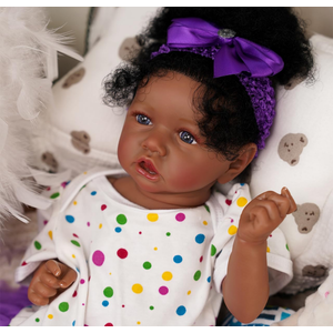 Reborn Doll Black Girl - 20" Realistic Lifelike African American Handmade Dolls Soft Poseable Weighted Vinyl Body, Open Eyes, Curly Hair, Set for Christmas, Birthday, New Year
