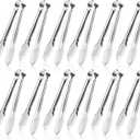 12 Pack Small Serving Tongs,XEVOM Stainless Steel Sugar Tongs Mini Appetizers Tongs Mental Kitchen Tongs for Serving Food (5inch)