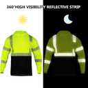 FONIRRA Safety Reflective Shirts for Men High Visibility Long Sleeve ANSI Class 3 Hi Vis Construction Work T Shirts with Hood (S)
