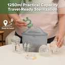 Haakaa On-The-Go Silicone Microwave Steam Sterilizer Bags for Travel, 40oz/1250ml Reusable Silicone Steaming Bags for Baby Bottles, Breast Pump, Accessories, Pacifiers, Teethers,Grey/1PC