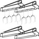 4 Pcs 10 Inch Wine Glass Rack Under Shelf, Stemware Holder for Bar, Kitchen, Pub (Black)