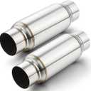 A-KARCK Exhaust Resonator 3" Inlet, 3" Inlet 3" Outlet 12" Overall Length Muffler Resonator Stainless Steel Polished Deep Tone Clear Up Rasp 2 Pack