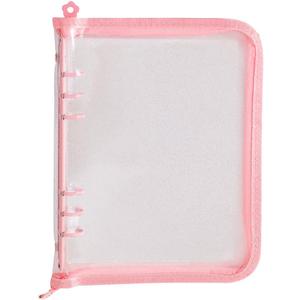 A5 6 Ring Binder Cover Notebook Shell Protector Planner Loose Leaf Covers Refillable Pages Notebook Cover with Zipper for Cash Budget Pink