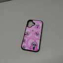 Seconddog Cute Skull Skeleton Black Border Case Compatible with iPhone 16, Horror Unique Pink Halloween Ghost Pattern Design Case for Teens Men and Women