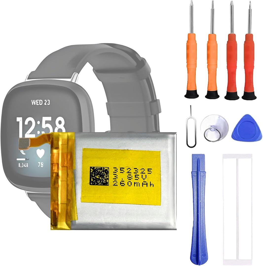 LSS352325P Battery Compatible with Fitbit Versa 3 Fitness Smartwatch FB511 Replacement Battery for with Repair Tool kit