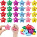 Meooeck 36PCS Colorful Star Stress Balls, 1.6 Inch Smile Face Star Stress Balls Bulk, Mini Foam Party Favors Gifts for Classroom Prizes Anxiety Fidget Sensory