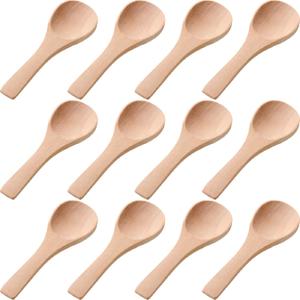 Boao 50 Pcs Small Wooden Spoons, 3.5'' L, Mini Wood Natural Tiny Spoons Wooden Little Teaspoons for Jars Sugar Creamer Honey Spices Salt Kitchen Supplies (Light Wood)