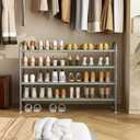 INGIORDAR Shoe Rack 4 Tier Long Storage Organizer Wide Metal Shoe Shelf for Closet Entryway Grey