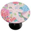 GzLeyigou Round Table Cloth Cover for Home Elastic Edge Waterproof Fitted Table Covers, 45"-56" Round Tablecloth for Picnic, Camping, Indoor and Outdoor, Tropical Flowers Hummingbirds