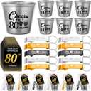 Domensi 30 Sets 80th Birthday Party Favors for Guests Bulk Include Cheers to 80 Years Short Cups Beer Bottle Opener Keychains Thank You Cards with Gift Bags and Ropes for Birthday Party Gifts
