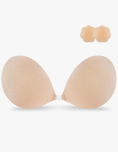 Niidor Adhesive Bra Strapless Sticky Invisible Push up Silicone Bra for Backless Dress with Reusable Nipple Covers, Size D