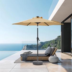 7.5ft Outdoor Patio Umbrella - Market Table Pool Deck Umbrella UPF50+ UV Protection with Push Button Tilt, Crank and 6 Sturdy Ribs (Beige, No base)
