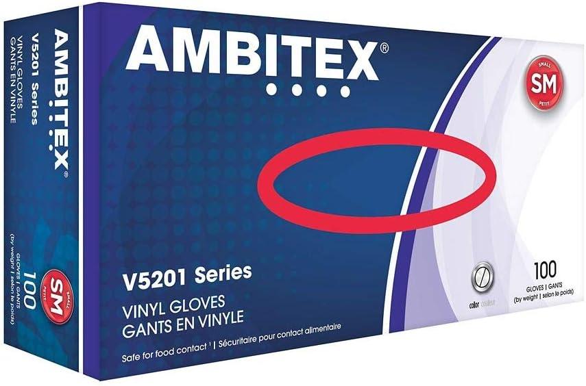 Tradex V5201-SM Ambitex Small Powder-Free Vinyl Gloves - 100 / CT